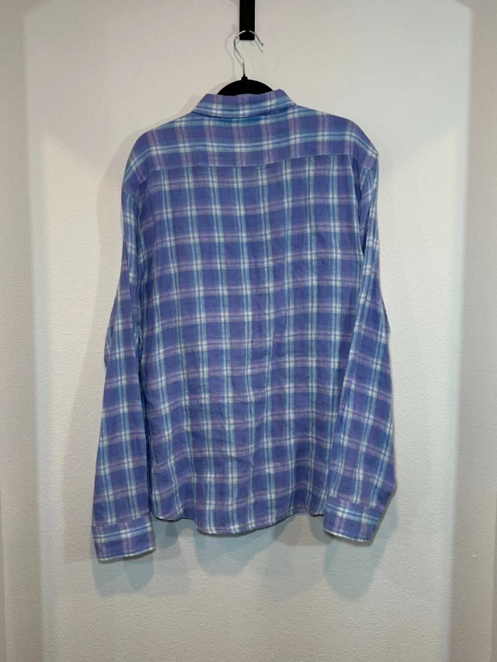 Faherty Men's Blue Cloud Summer Colorful Pastel Plaid Shirt Size Extra Large